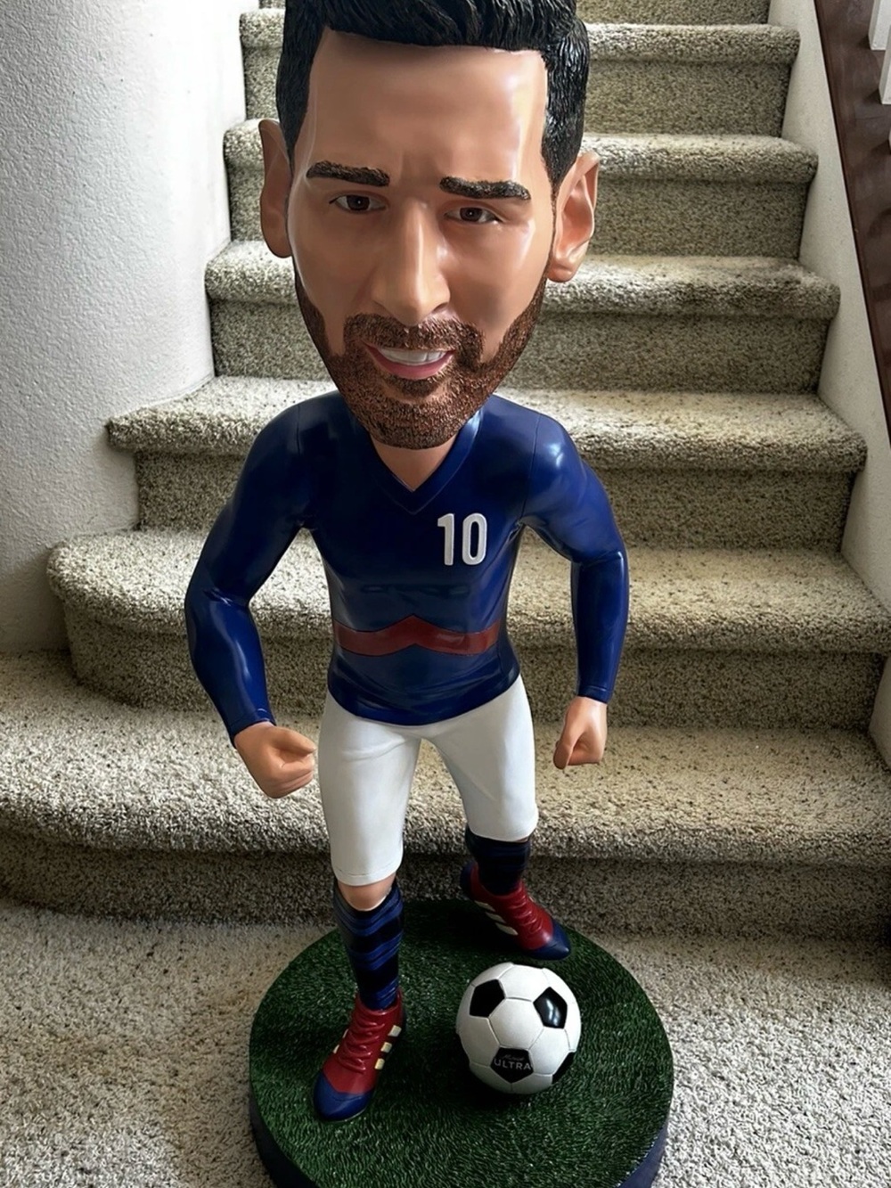 Soccer Player Bobblehead Figure in Navy and White